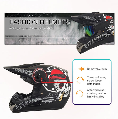 Adult Dirt Bike Motocross Helmets (Goggles Gloves Face Mask) 4PCS Set