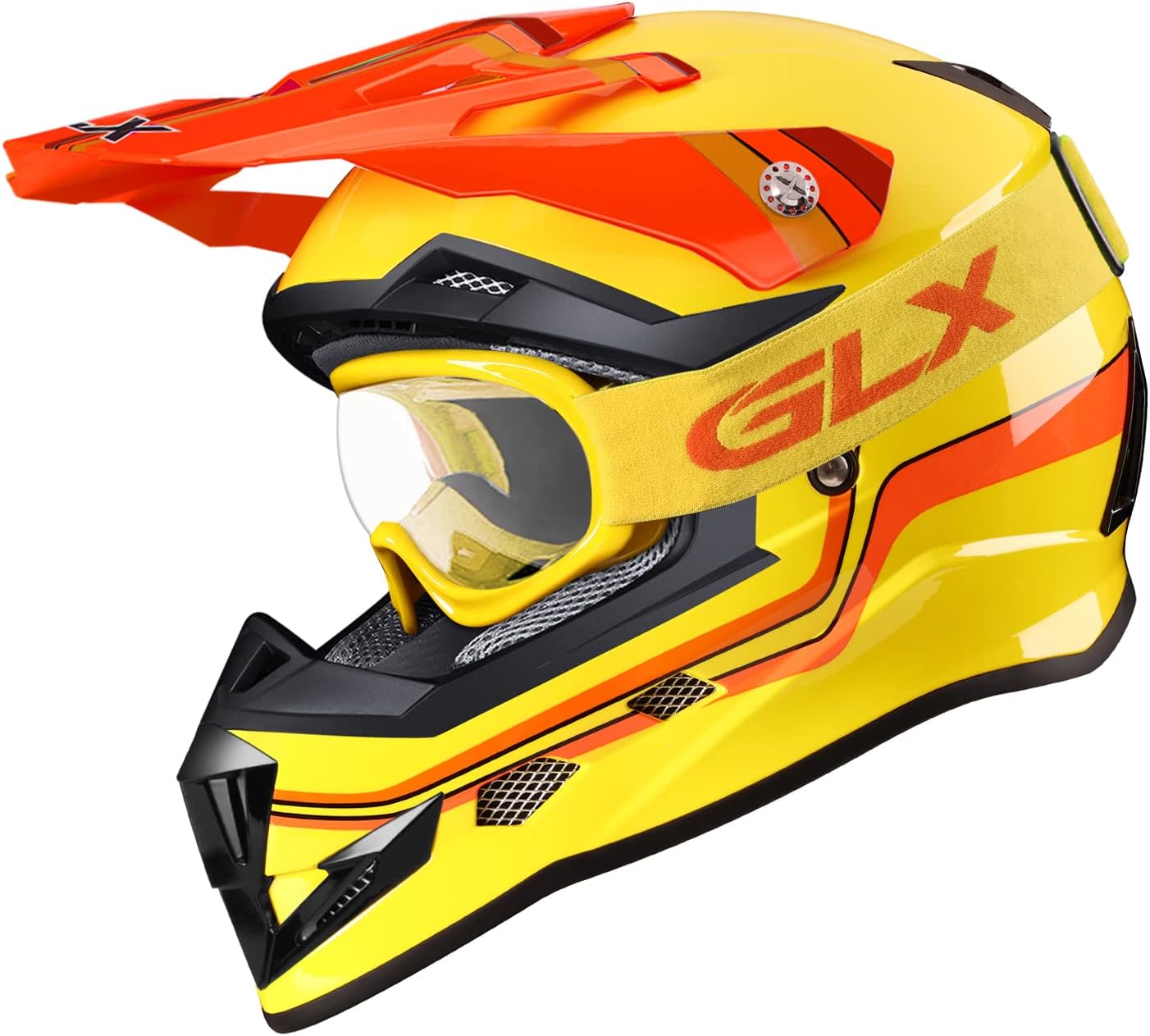 GX623 Youth ATV/Dirt Bike Helmet Combo - Retro Yellow, Large - DOT
